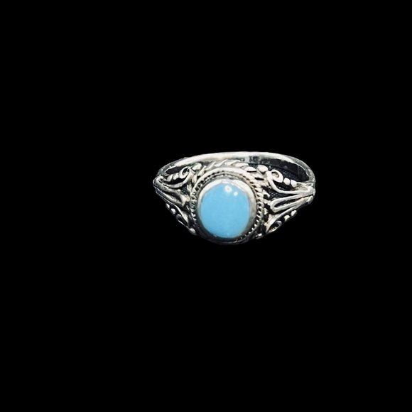 Vintage Sterling Silver Faux Turquoise Ring Sz 6 (R336) - Picture 8 of 8